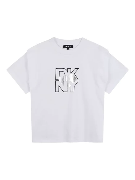 Футболка с коротким рукавом с логотипом Dkny Kids, белая