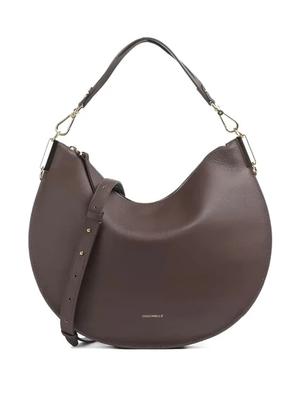 Большая кожаная сумка Coccinelle Sunup через плечо brown