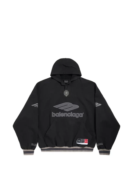 Мужское худи Balenciaga 3B Football хлопковое, черное