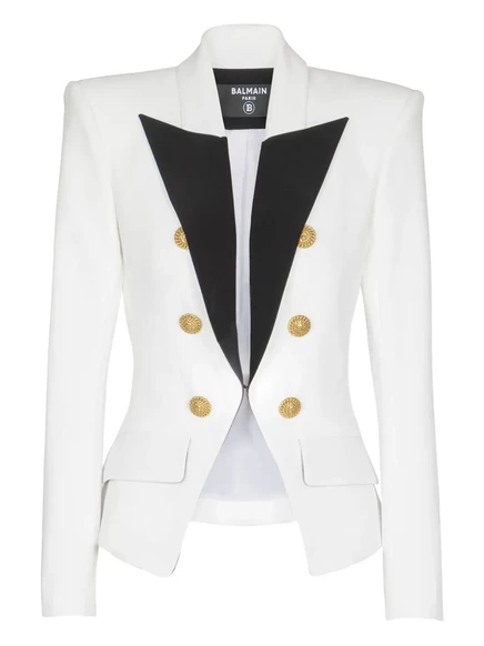 Женский пиджак Balmain двухцветный, белый