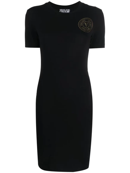 Платье из стрейч-хлопка с логотипом Versace Jeans Couture black