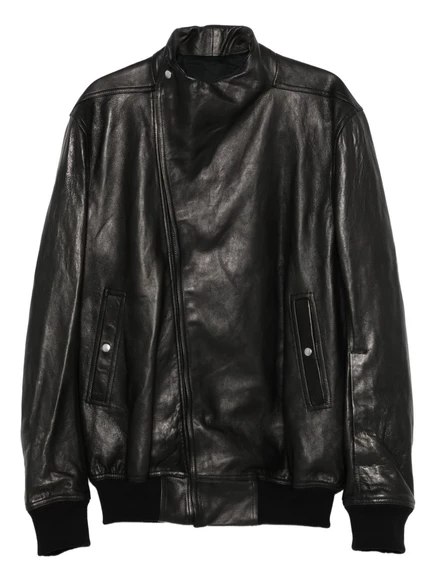 Мужская кожаная куртка Rick Owens асимметричная, черная