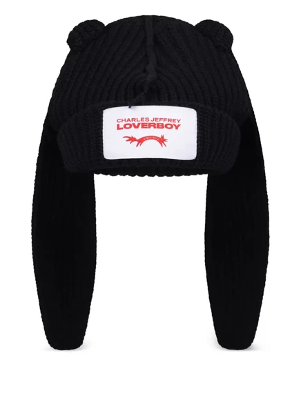 Унисекс шапка Charles Jeffrey Loverboy с ушками, черная