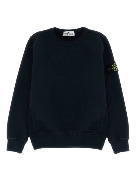 Детская хлопковая толстовка Stone Island Junior, черная