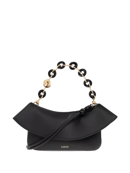 Женская сумка-тоут Loewe с цепочкой и оборкой, черная