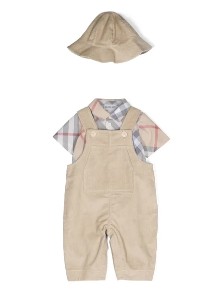 Комплект для младенца Burberry Kids вельвет, бежевый