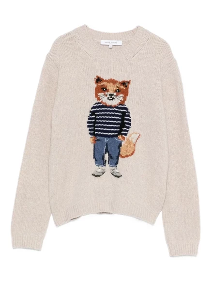 Женский свитер Maison Kitsuné с лисой, бежевый