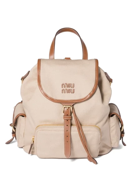 Женский рюкзак Miu Miu из канваса, бежевый