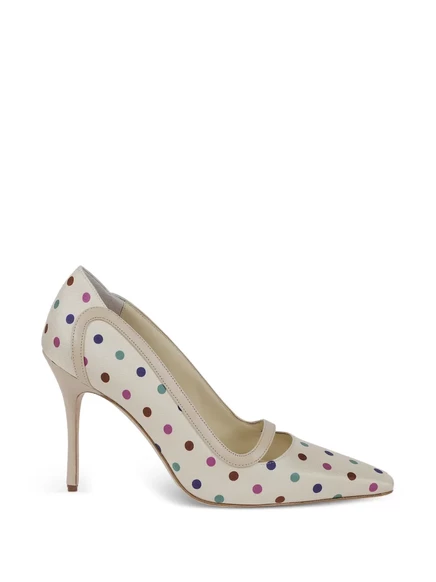 Женские туфли Manolo Blahnik Labama из шелка в горошек, нейтральных оттенков