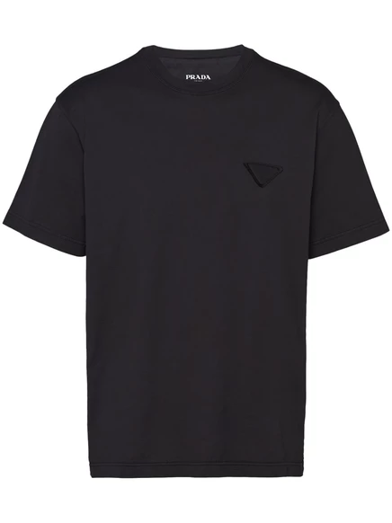 Хлопковая футболка с нашивкой с логотипом Prada black