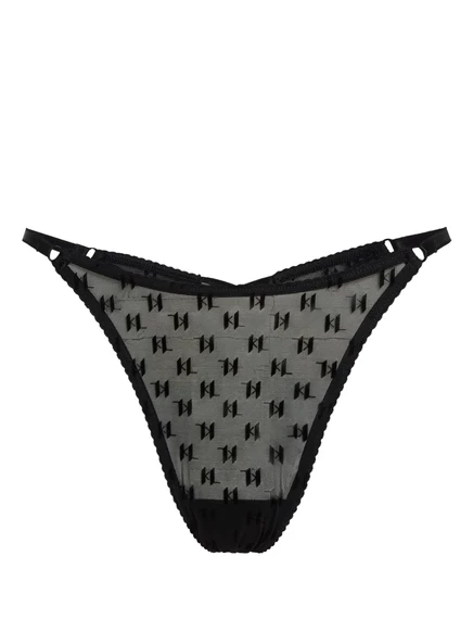 Женские стринги Karl Lagerfeld KL Monogram из сетки, низкой посадки, черные