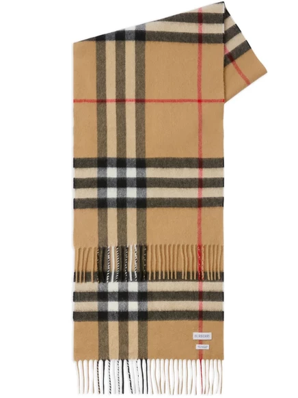 Унисекс шарф Burberry в клетку из кашемира, бежевый