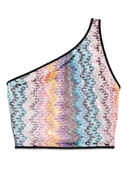 Женский топ Missoni с зигзагами, укороченный, синий