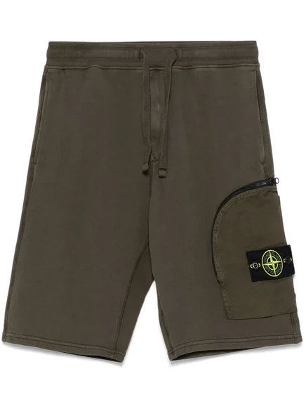 Мужские шорты Stone Island с нашивкой Compass, зеленые
