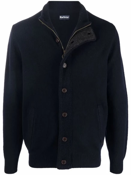 Шерстяной кардиган Barbour с высоким воротом  blue