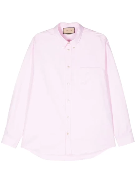 Мужская рубашка Gucci Oxford с логотипом, розовая