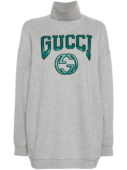 Хлопковая толстовка с нашивкой с логотипом Gucci grey