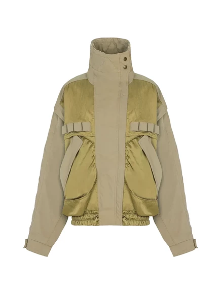 Женская куртка-бомбер Balmain из хлопка, зеленая