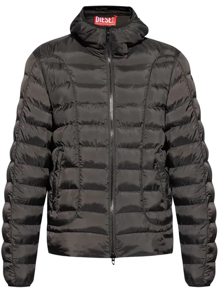 Мужская пуховая куртка Diesel W‑Stone с аппликацией, черная