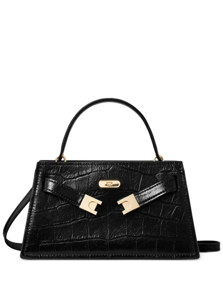 Женская мини-сумка Tory Burch Lee Radziwill под крокодиловую кожу, черная