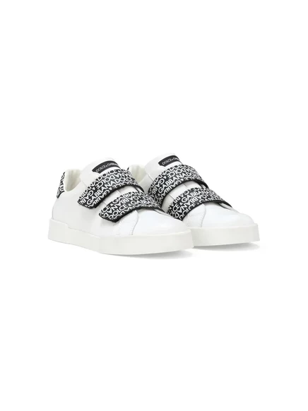 Кожаные кроссовки с логотипом Dolce & Gabbana Kids white