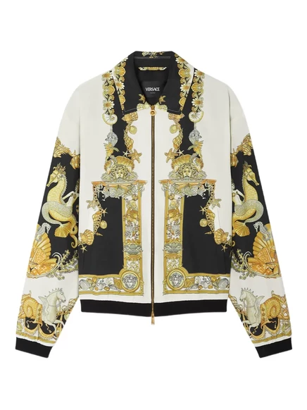 Мужской бомбер Versace с рисунком морских коньков, черный