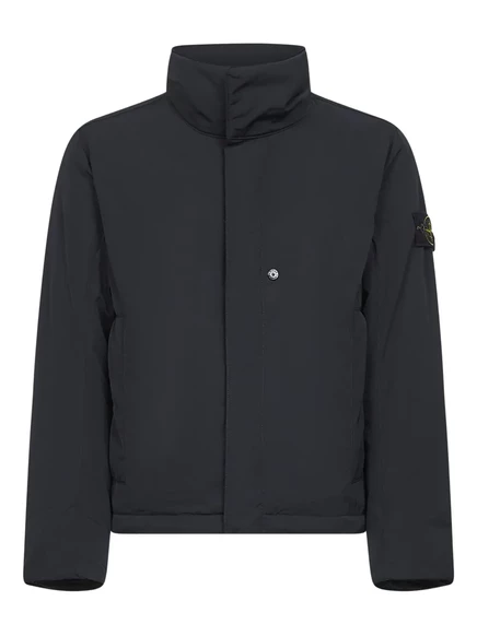 Мужской пуховик Stone Island с воротником-стойкой, черный