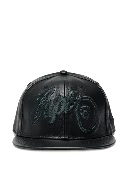 Унисекс кепка A Bathing Ape x New Era кожаная с вышивкой, черная