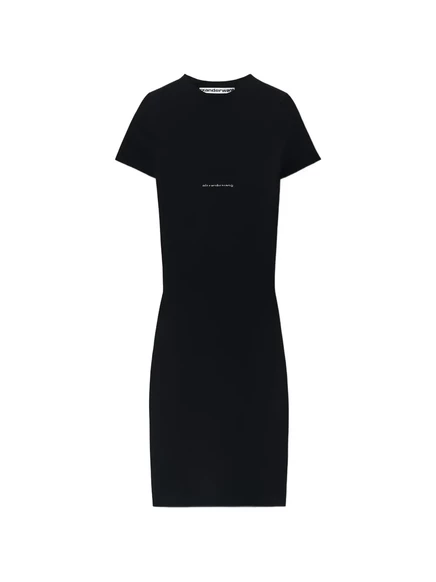 Женское платье Alexander Wang мини с логотипом и коротким рукавом, черное