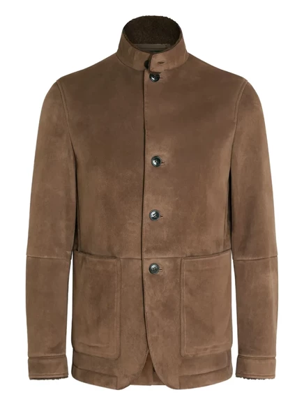 Мужская дубленка Zegna Il Conte замшевая, коричневая