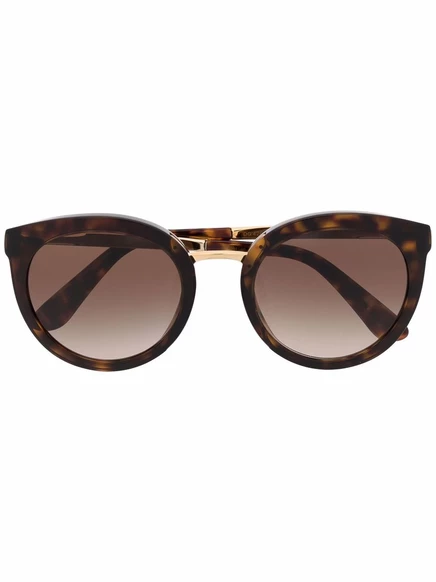 Солнцезащитные очки в круглой оправе из черепахового панциря Dolce & Gabbana Eyewear brown
