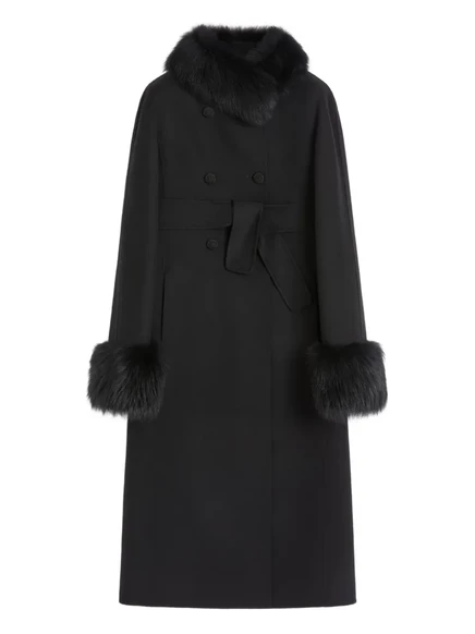 Двубортное пальто Valentino Garavani с отделкой из искусственного меха black