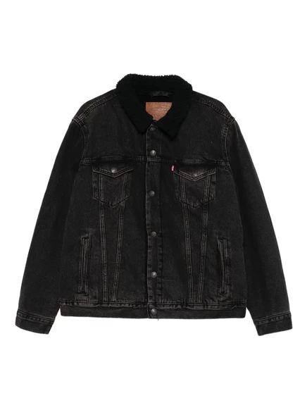 Мужская джинсовая куртка Levi's с воротником шерпа, черная