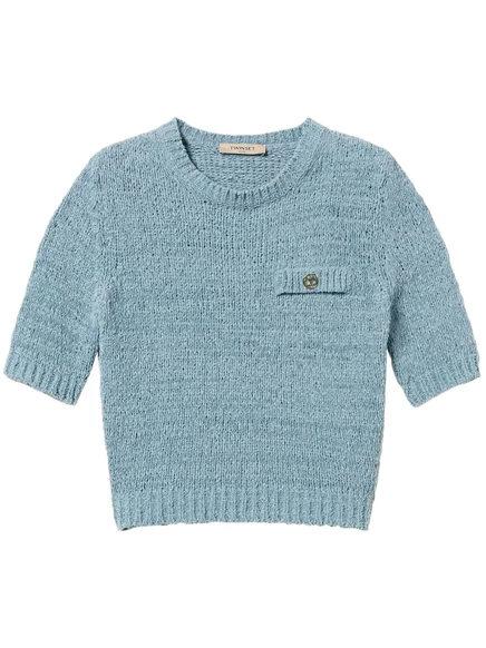 Женский укороченный джемпер Twinset Oval T, голубой