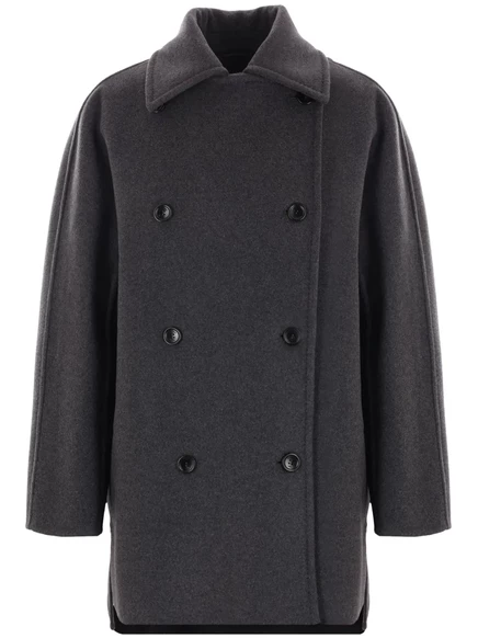 Женское двубортное пальто Max Mara шерсть-кашемир, серое
