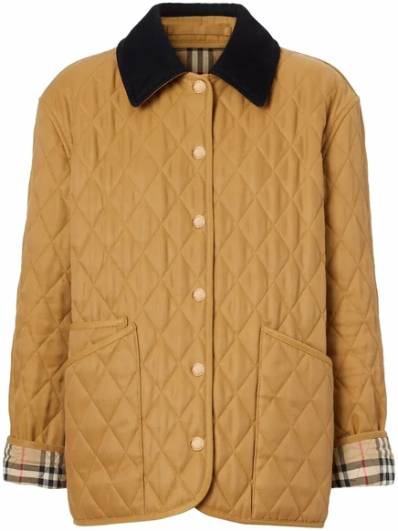 Женская стеганая куртка Burberry ромбовая, коричневая