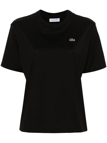 Женская футболка Lacoste с нашивкой логотипа, черная