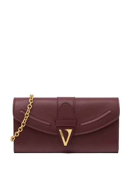 Женский клатч Versace с логотипом, бордовый