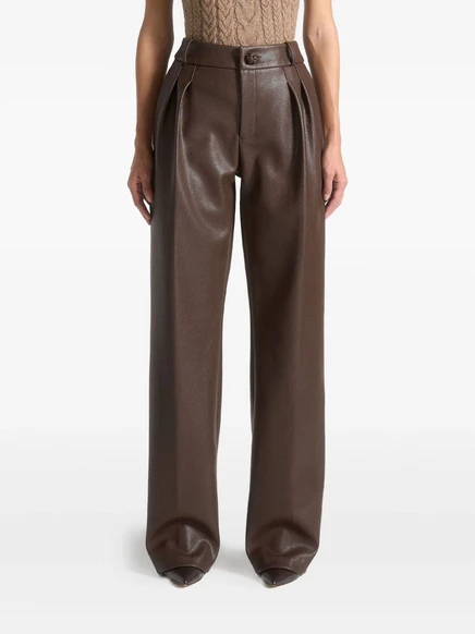 Плиссированные брюки в складку из натуральной кожи Manière De Voir brown