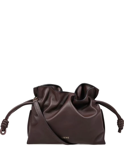 Женская сумка-клатч Loewe mini Flamenco кожаная, коричневая