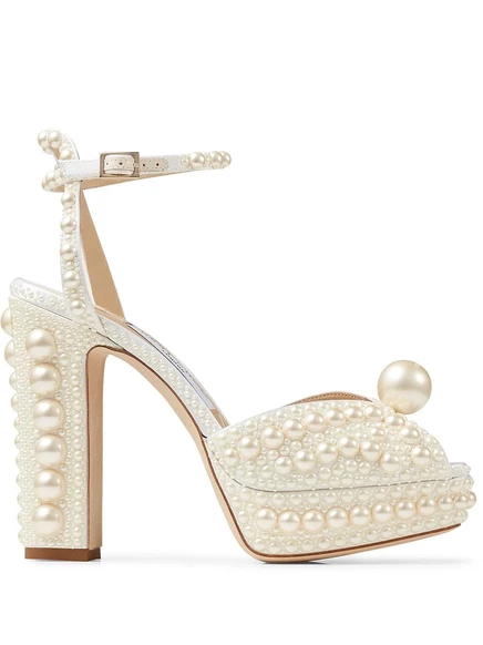 Женские сандалии Jimmy Choo Sacaria 120 мм кожаные, белые