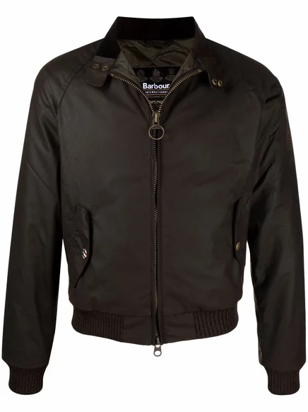 Восковая куртка Barbour International с воронкообразным вырезом и застежкой-молнией green