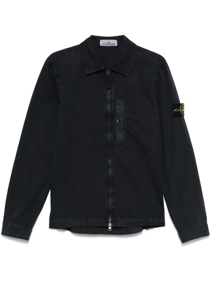 Куртка-рубашка со значком Stone Island Compass-badge blue