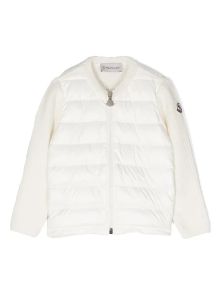 Детская стёганая куртка Moncler Enfant с нашивкой, белая