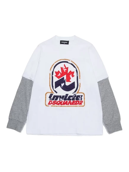 Детская футболка с двойным рукавом DSQUARED2 white