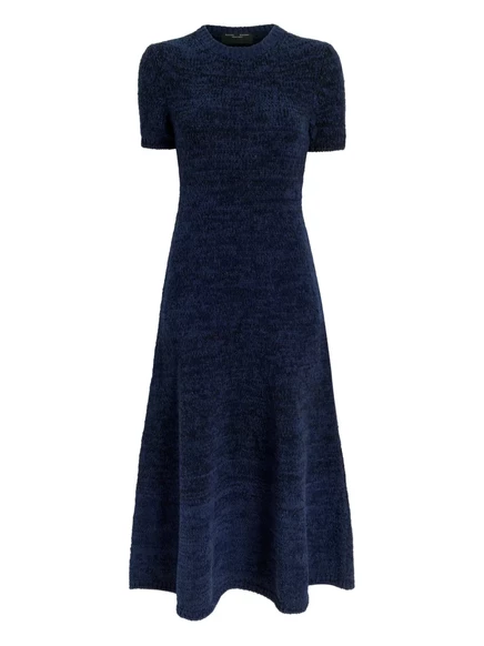 Миди-платье из мраморного хлопка Proenza Schouler White Label Mel с коротким рукавом blue