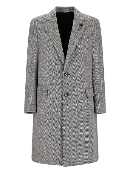 Пальто на пуговицах в елочку от Lardini grey