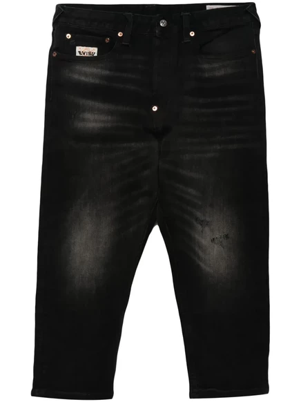 Мужские укороченные джинсы Evisu с нашивкой логотипа
