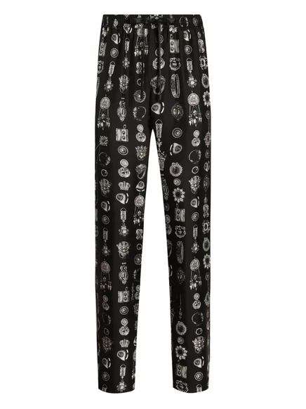 Мужские брюки Dolce & Gabbana с медальонным принтом, черные