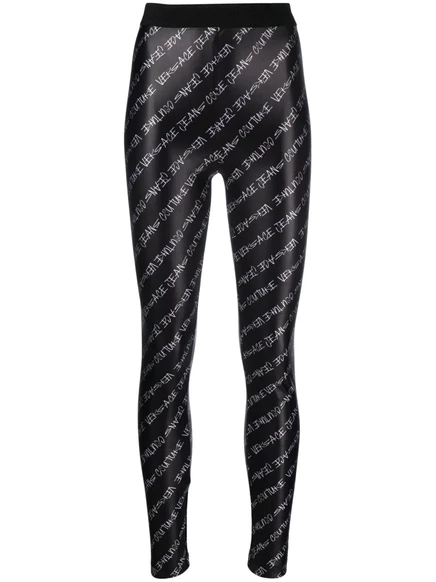Женские леггинсы Versace Jeans Couture с логотипом, черные